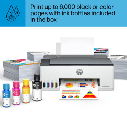 HP Smart -Tank 5101 Wireless Cartridge-free all in one printer, up to 2 years of ink included, mobile print, scan, copy (1F3Y0A) , White