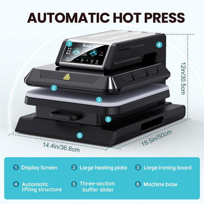 Benazcap Auto Heat Press Machine for T Shirts-Auto-Release 15x15 Heat Press - Rapid Heating, Even Heat Distribution, Ideal for HTV, Sublimation, Heat Transfer Projects