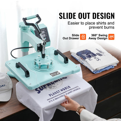 VEVOR 16x20 Heat Press, 1700W High Pressure Clamshell Heat Press Machine for T Shirts, Large Professional Digital Control Heat Transfer Machine for Sublimation, Vinyl, Heat Transfer Projects