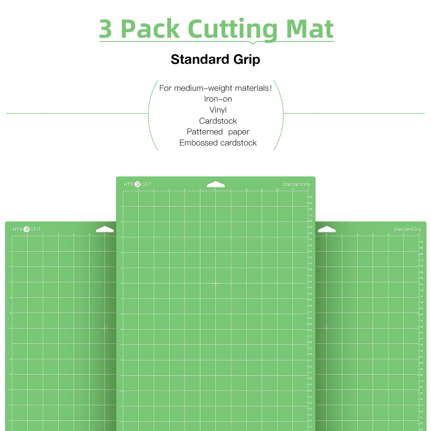 HTVRONT Standard Grip Cutting Mat for Cricut, 6 Pack Cutting Mat 12x12 for Cricut Explore Air 2/Air/One/Maker， Standard Adhesive Sticky Quilting Cutting Mats Replacement Accessories for Cricut