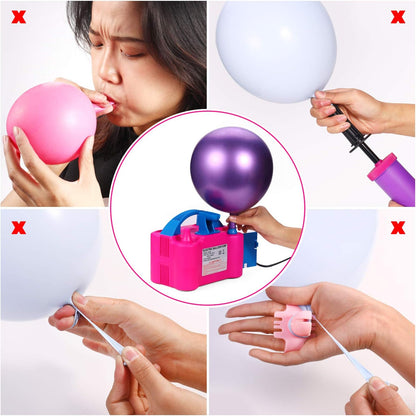 PCFING Electric Air Balloon Pump and Tying Tool in One, Portable Dual Nozzle Electric Blower Air Pump Inflator for Decoration, Party and Save Time