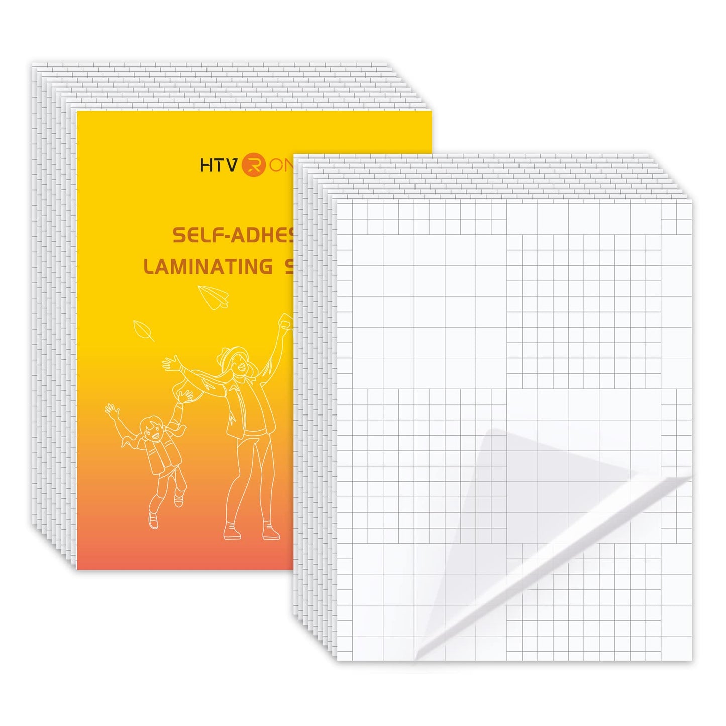 HTVRONT Self-Adhesive Laminating Sheets-50 Sheets 9 X 12 Inches Self Laminating Sheets, No Machine Needed Clear Laminating Sheets