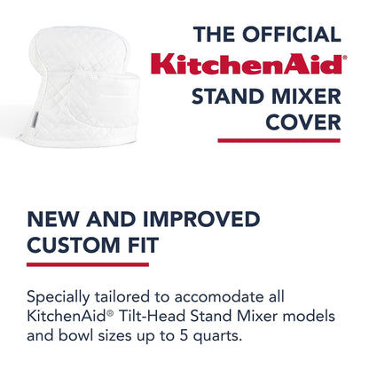 KITCHENAID Fitted Tilt-Head Solid Stand Mixer Cover with Storage Pocket, Quilted 100% Cotton, Milkshake, 14.4"x18"x10"