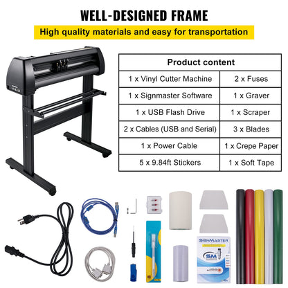 VEVOR Vinyl Cutter Machine, 28inch Vinyl Plotter, LCD Display Plotter Cutter, Adjustable Double-Spring Pinch Rollers Sign Cutting Plotter, Plotter with Signmaster Software for Design and Cut