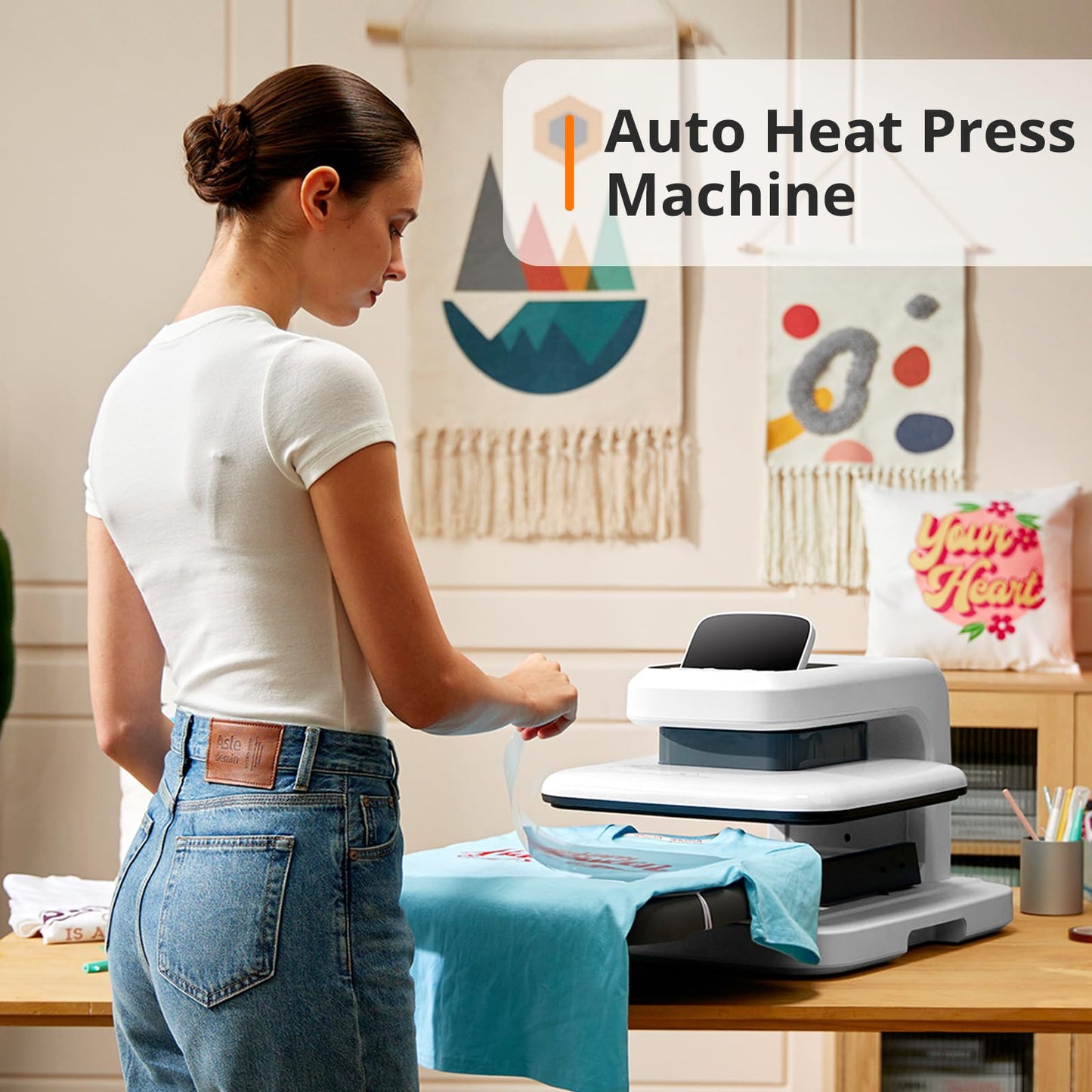 HTVRONT Auto Heat Press Machine for T Shirts - Heat Press 15x15 with Adjustable Pressure & Higher Heating Height, Heats Up Fast and Evenly Heat Press Machine for HTV, Sublimation, Heat Press Projects