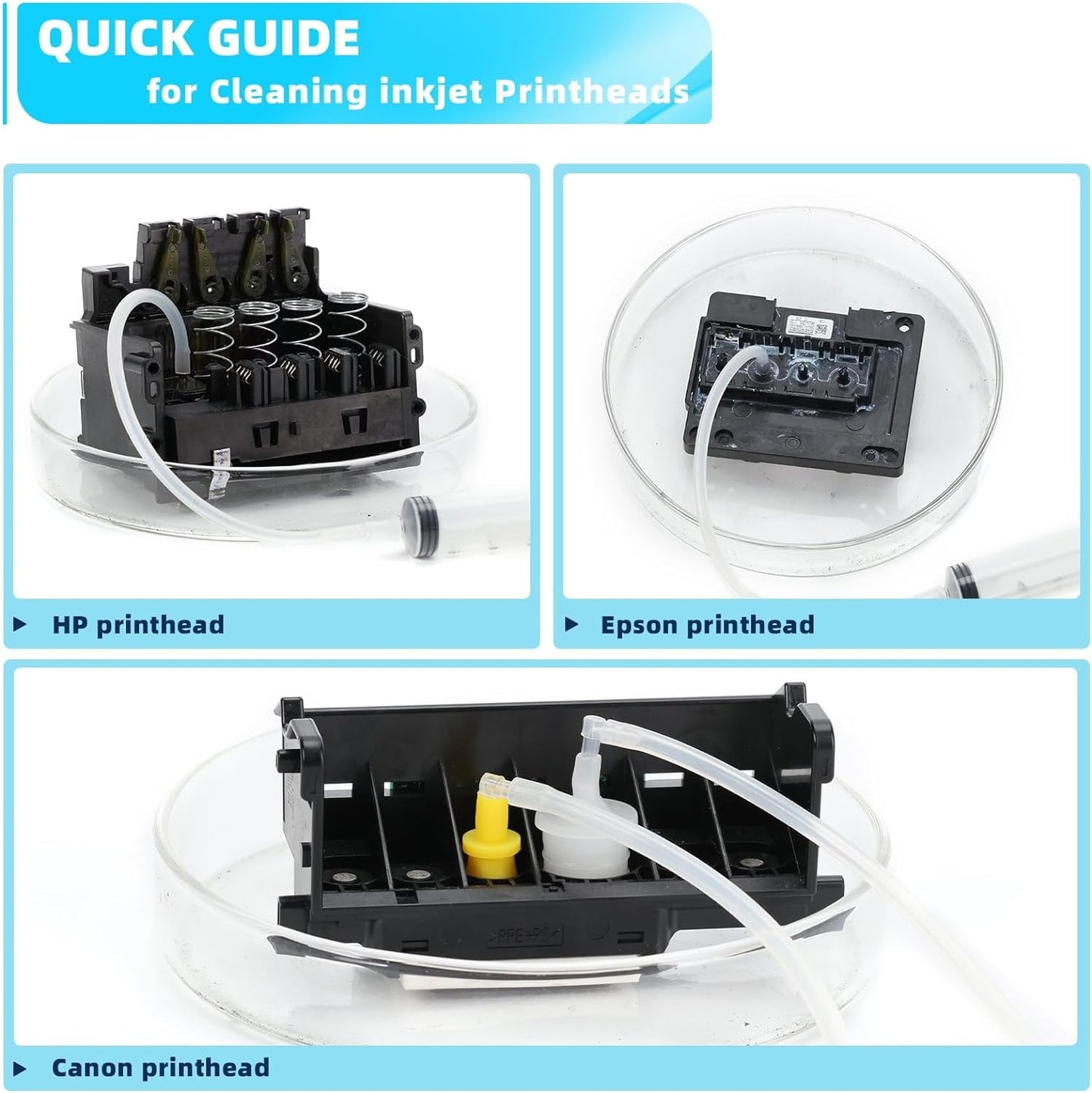 Printhead Cleaning Kit for Epson Printer Nozzle Cleaning Kit, Best Printers Printhead Cleaning Kit for HP Print Head, Printer Cleaner Kit for Brother, Inkjet Printer Head Cleaner Solution for Canon