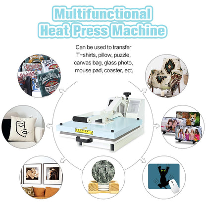 Heat Press 15x15 inch Industrial Quality with Adjustable Pressure, Slide Out Heat Transfer Machine for T-Shirt, Blue