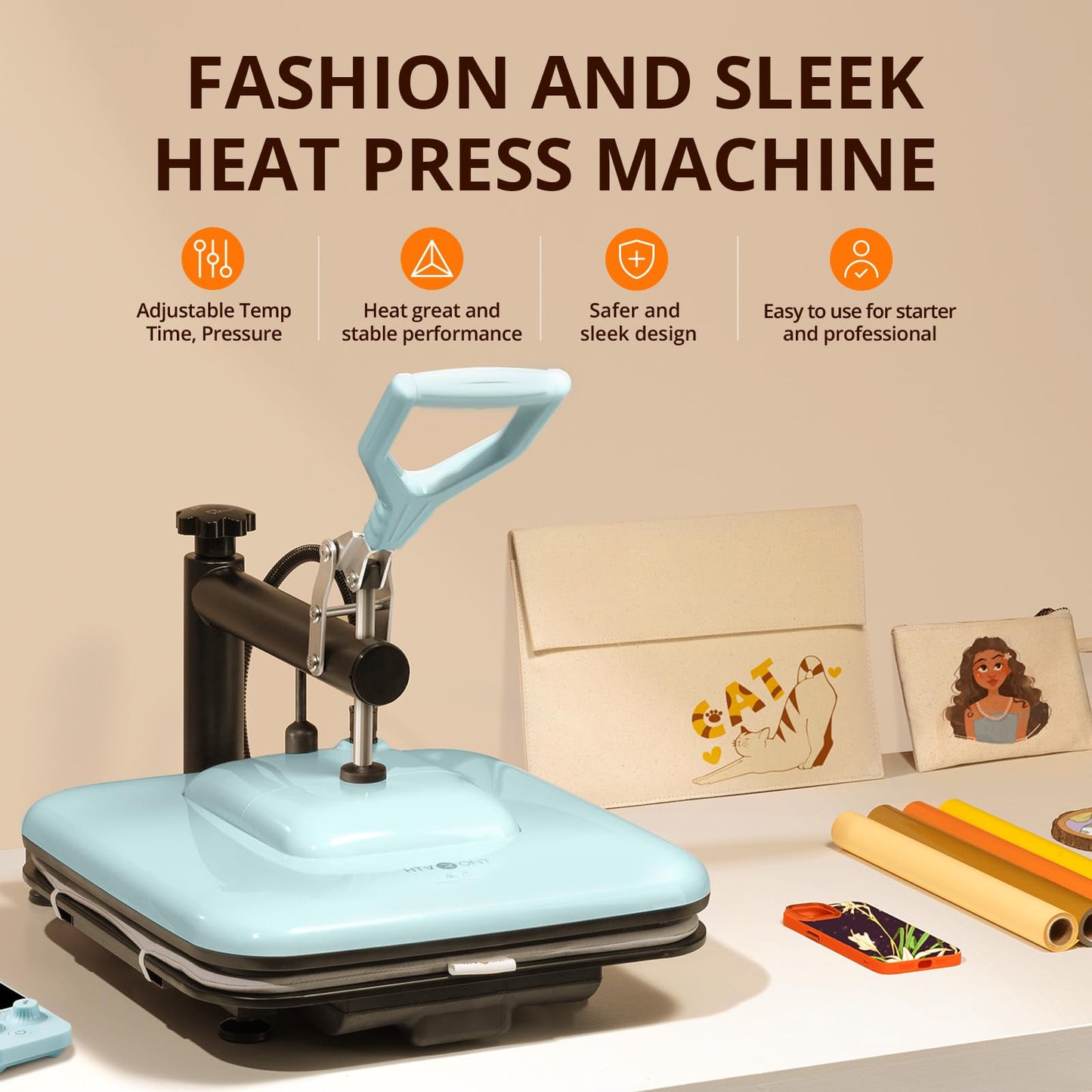 HTVRONT Heat Press Machine for T Shirts - 15x15 Swing Away Shirt Press Machine - Professiona Heat Press for Sublimation, Vinyl, Heat Transfer Projects, Heats Up Fast & Distribute Heat Evenly (Blue)