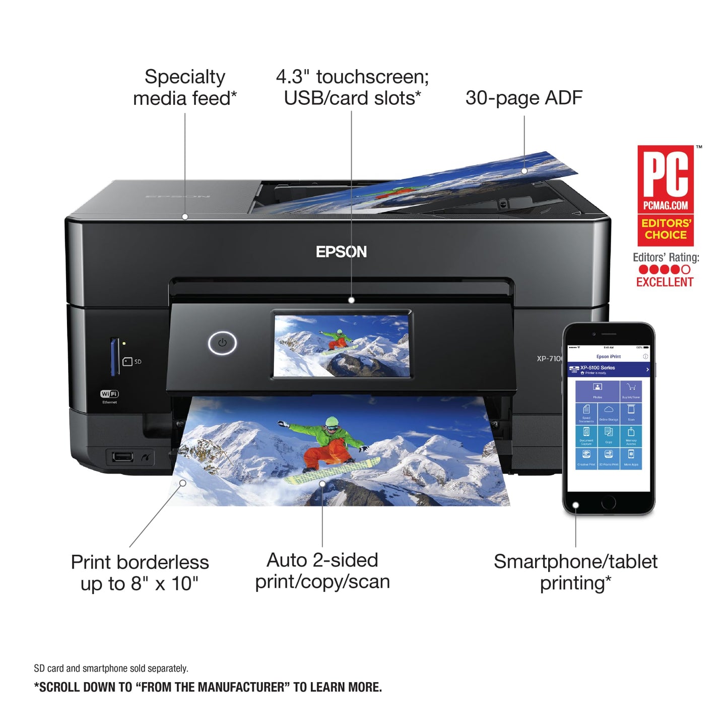 Epson EcoTank ET-4800 Wireless All-in-One Cartridge-Free Supertank Printer with Scanner, Copier, Fax, ADF and Ethernet – Ideal-for Your Home Office, White