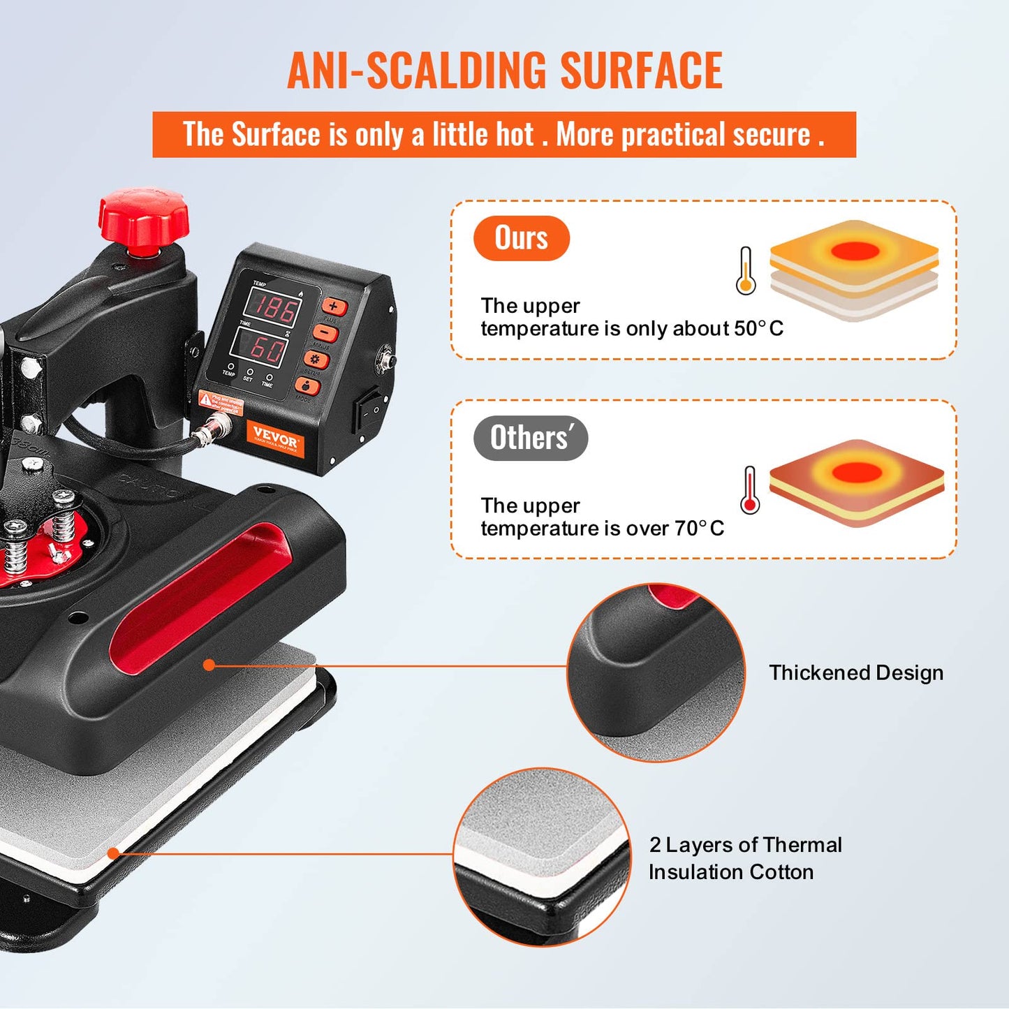 VEVOR 16x20 Heat Press, 1700W High Pressure Clamshell Heat Press Machine for T Shirts, Large Professional Digital Control Heat Transfer Machine for Sublimation, Vinyl, Heat Transfer Projects