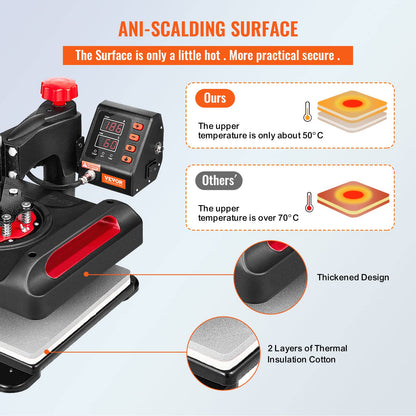 VEVOR 16x20 Heat Press, 1700W High Pressure Clamshell Heat Press Machine for T Shirts, Large Professional Digital Control Heat Transfer Machine for Sublimation, Vinyl, Heat Transfer Projects