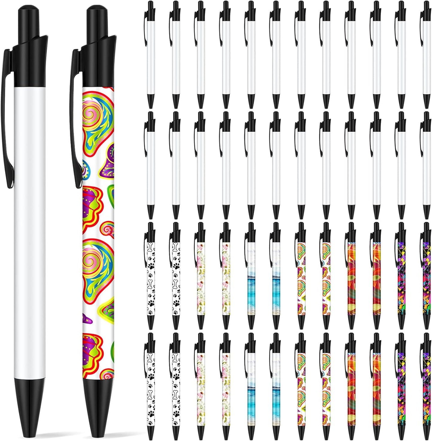 Yexiya Sublimation Pens Blank Heat Transfer Pen Sublimation Ballpoint Pen with Shrink Wrap White Aluminum Customized Clip Pen School Supplies for Christmas Office School Stationery Supplies (10 Sets)