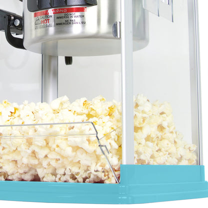 West Bend Stir Crazy Movie Theater Popcorn Popper, Gourmet Popcorn Maker with Nonstick Popcorn Kettle, Measuring Tool and Scoop , 4 Qt, Blue