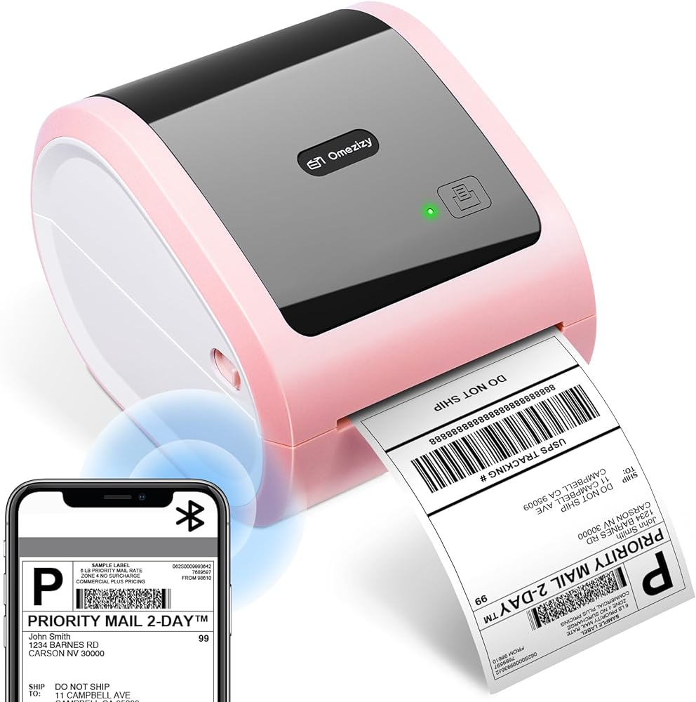 Bluetooth Thermal Label Printer 4X6 - Wireless Shipping Label Printer for Small Business & Packages - Thermal Label Printer Bluetooth, Shipping Label Printer Compatible with iPhone, USPS, Amazon