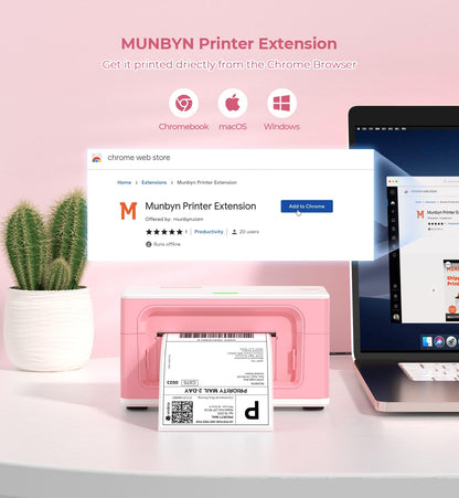 MUNBYN Shipping Label Printer RealWriter 941, 4x6 Label Printer for Shipping Packages, USB Thermal Printer for Home Shipping Small Business, Compatible with macOS, Windows (USB Only)