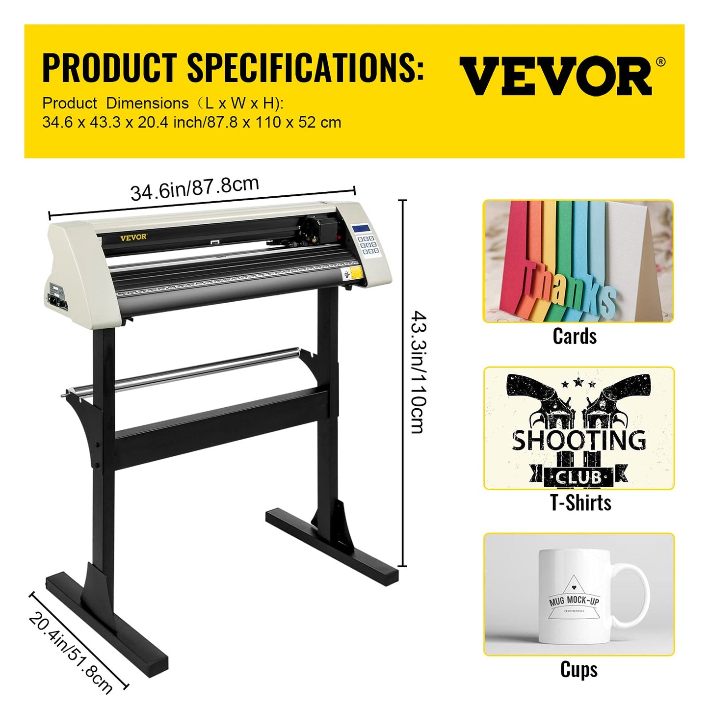 VEVOR Vinyl Cutter Machine, 28inch Vinyl Plotter, LCD Display Plotter Cutter, Adjustable Double-Spring Pinch Rollers Sign Cutting Plotter, Plotter with Signmaster Software for Design and Cut