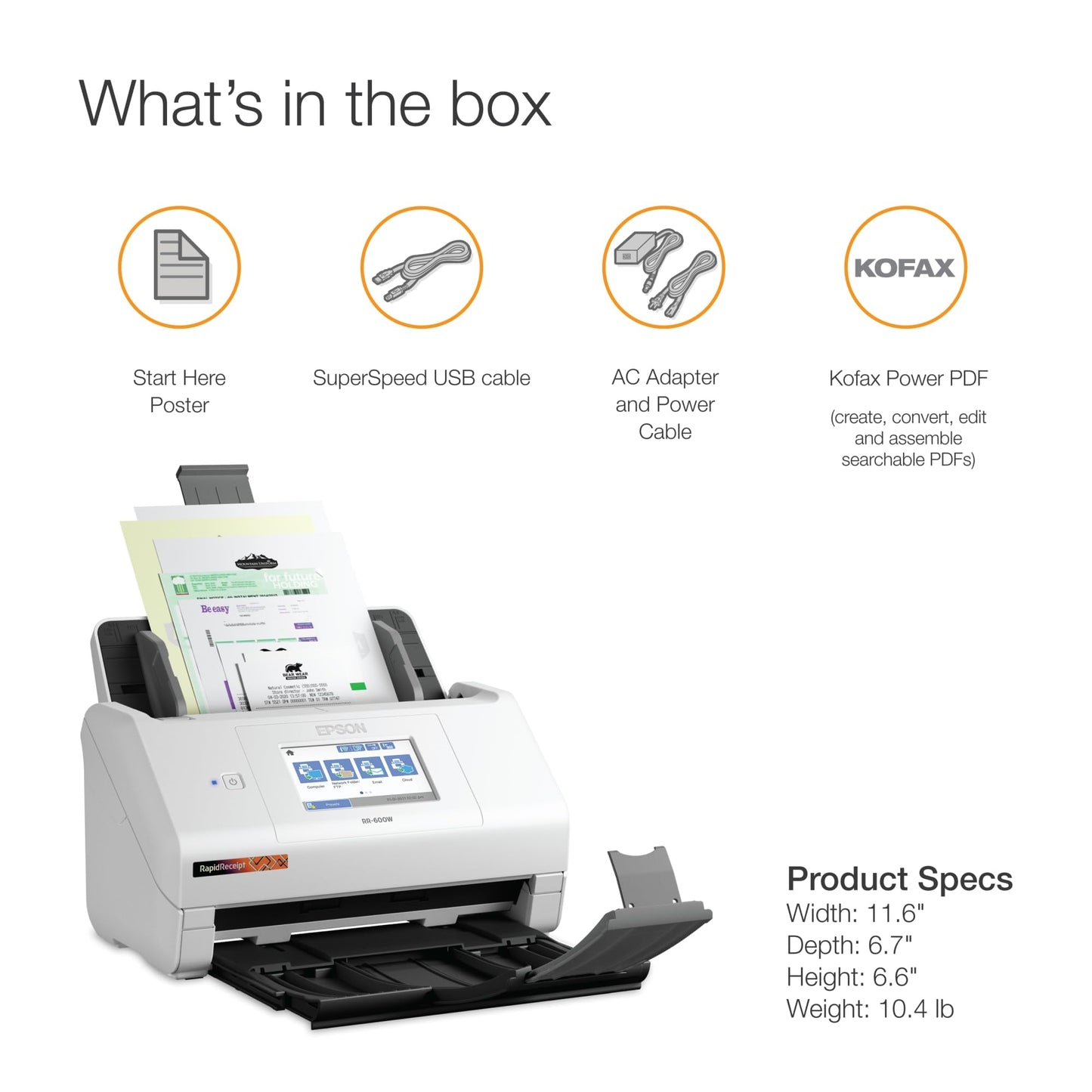 Epson Workforce ES-400 II Color Duplex Desktop Document Scanner for PC and Mac, with Auto Document Feeder (ADF) and Image Adjustment Tools