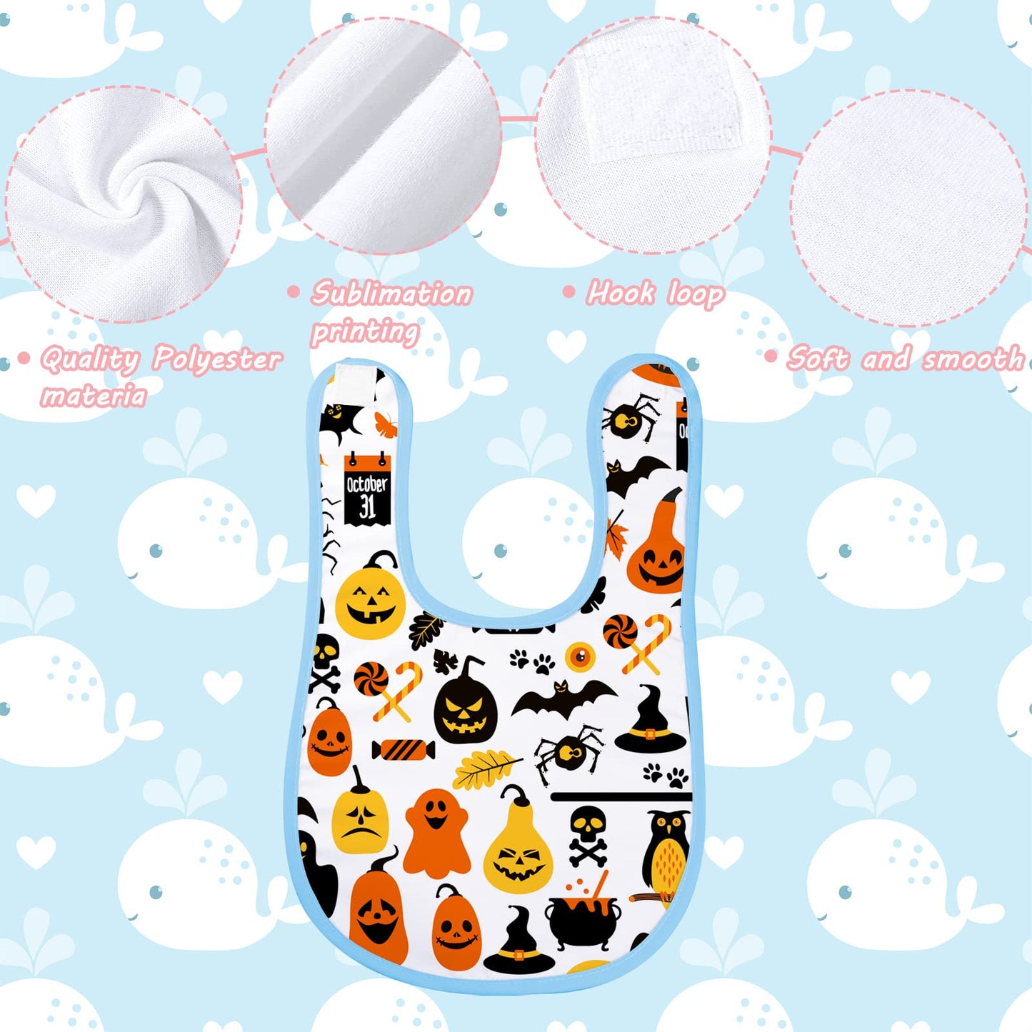 Geyoga 20 Pieces Sublimation Blanks White Bibs for Baby Decorating Washable Reusable Fabric Bibs