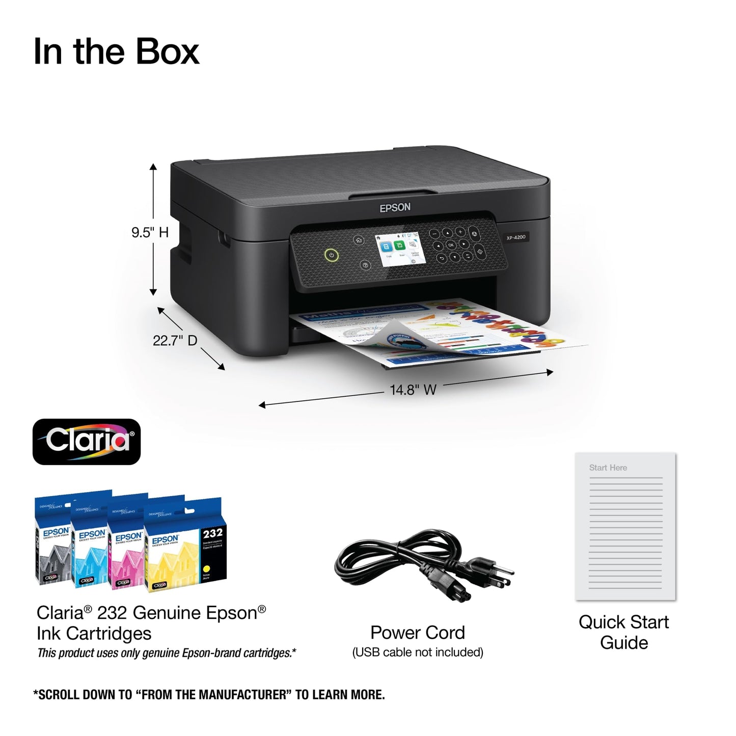 Epson Expression Home XP-4200 Wireless Color All-in-One Printer with Scan, Copy, Automatic 2-Sided Printing, Borderless Photos and 2.4" Color Display,Black