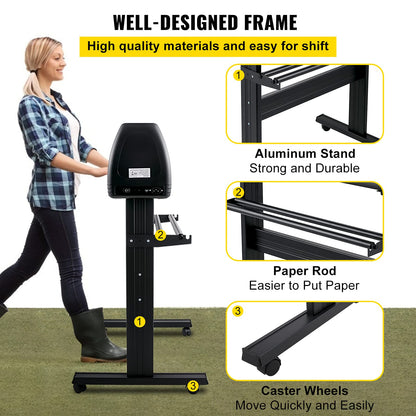 VEVOR Vinyl Cutter Machine, 28inch Vinyl Plotter, LCD Display Plotter Cutter, Adjustable Double-Spring Pinch Rollers Sign Cutting Plotter, Plotter with Signmaster Software for Design and Cut