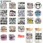 20Pcs Funny Slogan UV DTF Transfer Stickers, Includes 20 Unique Patterns, Suitable for Handmade Crafts, Diaries, Glass Cups, Coffee Mugs, Bottles, Vases, Laptops, Phone Cases, Greeting Cards, Scrapbooks, Party Decorations and Home Decor