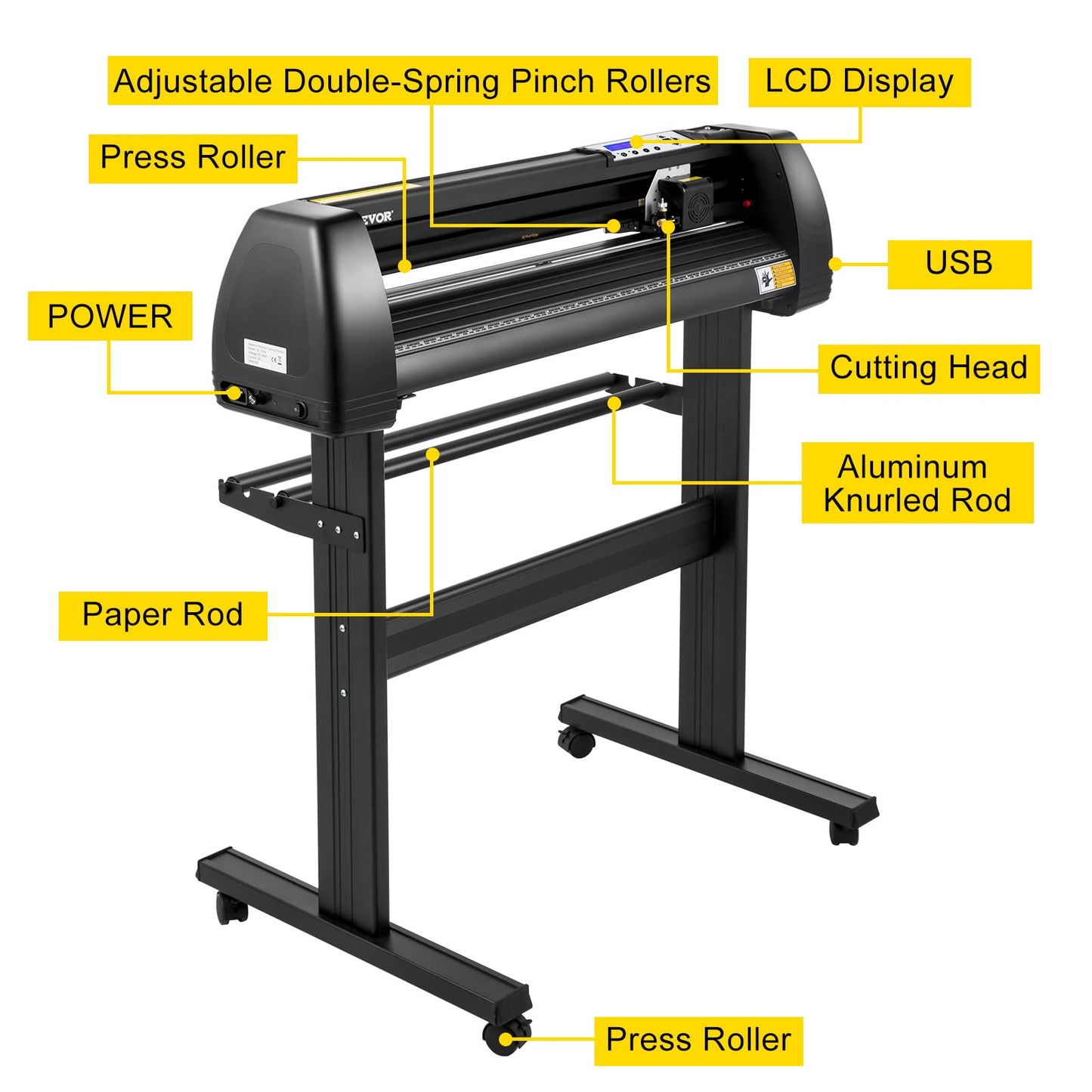 VEVOR Vinyl Cutter Machine, 28inch Vinyl Plotter, LCD Display Plotter Cutter, Adjustable Double-Spring Pinch Rollers Sign Cutting Plotter, Plotter with Signmaster Software for Design and Cut