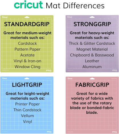 Cricut Fabricgrip Adhesive Cutting Mat 12" X 12", High Density Fabric Craft Cutting Mat. Use for Explore/Maker, (2 CT)