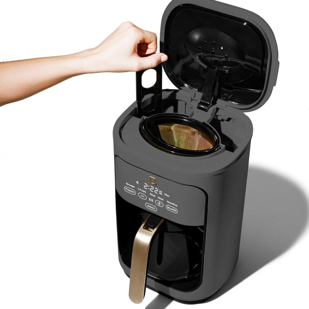 14-Cup Programmable Drip Coffee Maker with Touch-Activated Display, Oyster Grey by Drew Barrymore