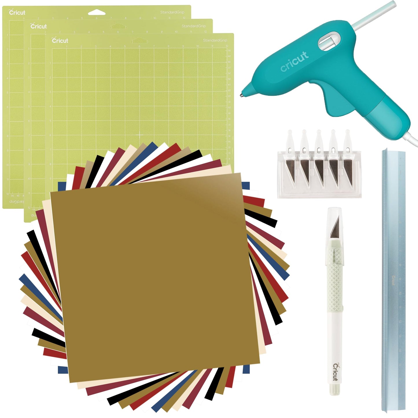 Cricut Ultimate Starter Kit - Premium Removable Vinyl, Mats, Knife Kit, Glue Gun, Cutting Ruler, & Tool Kit (for Maker & Explore Family Machines)