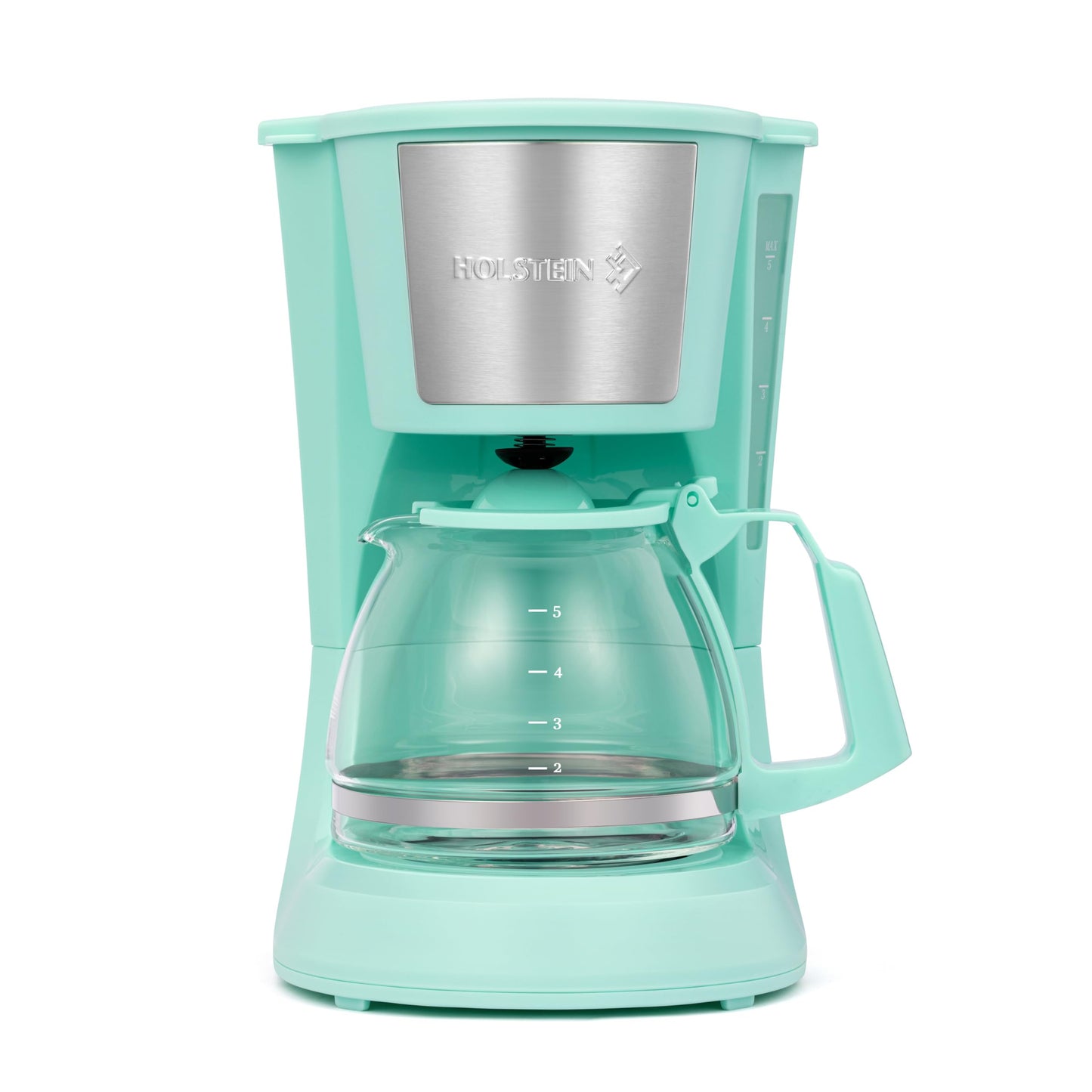 Holstein Housewares - 5 Cup Drip Coffee Maker - Convenient and User Friendly with Permanent Filter, Borosilicate Glass Carafe, Water Level Indicator, Auto Pause /Serve and Keep Warm Functions, Teal