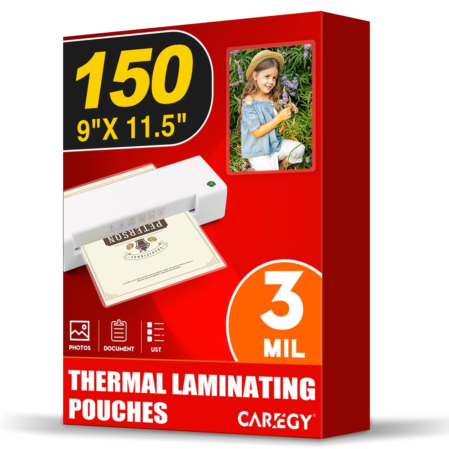 CAREGY Thermal Laminating Pouches, 1200 Pack Laminating Sheets, 3 Mil, 9 x 11.5 Inches Lamination Sheet Paper for Laminator, Clear, Letter Size, Office and School Supplies