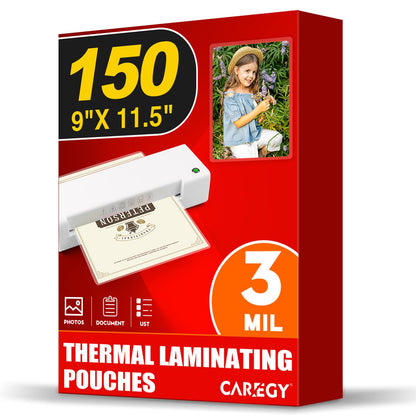 CAREGY Thermal Laminating Pouches, 1200 Pack Laminating Sheets, 3 Mil, 9 x 11.5 Inches Lamination Sheet Paper for Laminator, Clear, Letter Size, Office and School Supplies