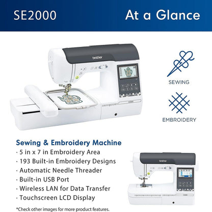 Brother SE2000 Embroidery & Sewing Machine Bundle W/ Silhouette Cameo 5 Alpha
