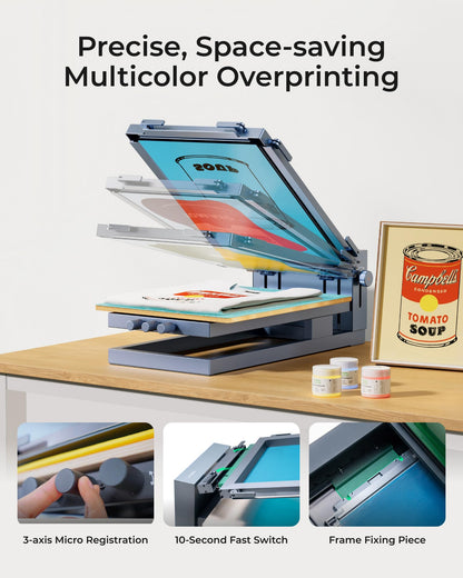 xTool Screen Printer S1, D1 Pro Series(Multi-Color Kit), Try Screen Printing with Laser and Bring Color to Laser Projects, with Pre-Coated Screens, for T-Shirt, Wood,etc(Laser Not Included)