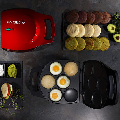 Holstein Housewares Arepa Maker - Non-Stick 6-Section Multi-Food Maker - Make Delicious Arepas, Pancakes, Corncakes, Tosti Arepa - Easy-to-Use - 6-PC - Black