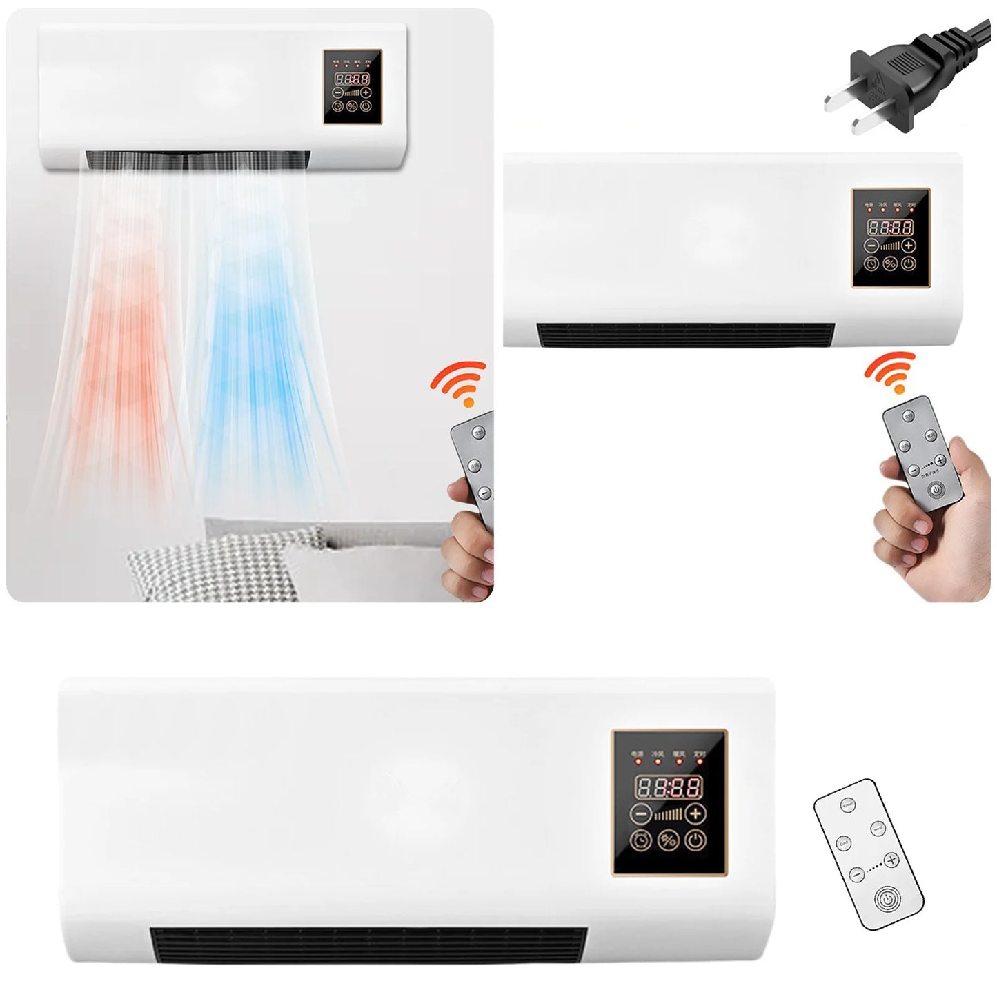 Air Conditioner, Wall Mounted Air Conditioner and Heater, Portable Air Conditioners No Windows Needed,Mini Split Heating System Air Supply Fan Unit, Remote for Bedroom Indoor Living Room