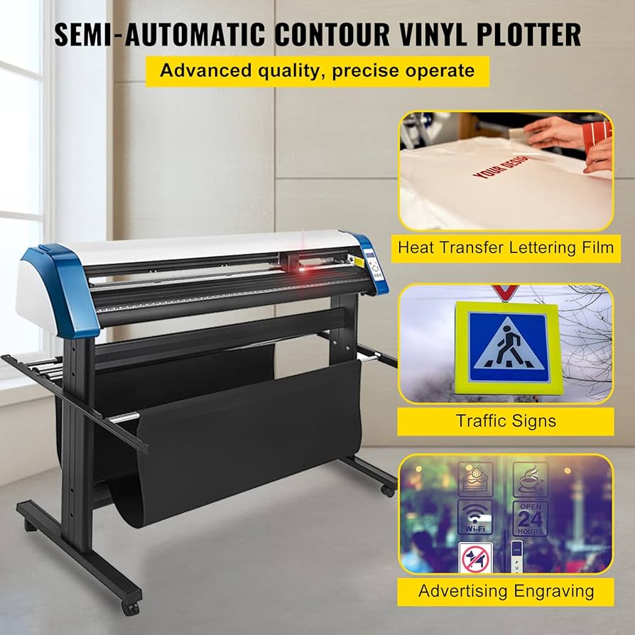 VEVOR Vinyl Cutter 53 inch Vinyl Cutter Machine Semi-Automatic DIY Vinyl Printer Cutter Machine Manual Positioning Sign Cutting with Floor Stand Signmaster Software