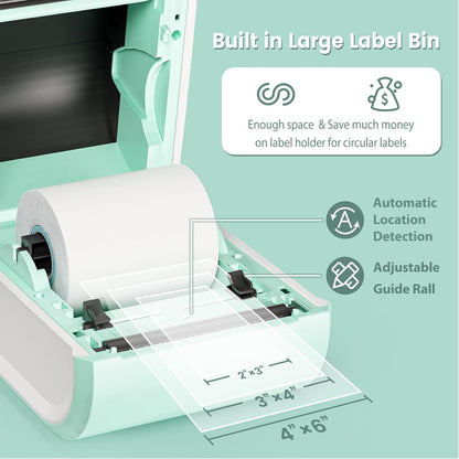 Bluetooth Thermal Label Printer 4X6 - Wireless Shipping Label Printer for Small Business & Packages - Thermal Label Printer Bluetooth, Shipping Label Printer Compatible with iPhone, USPS, Amazon