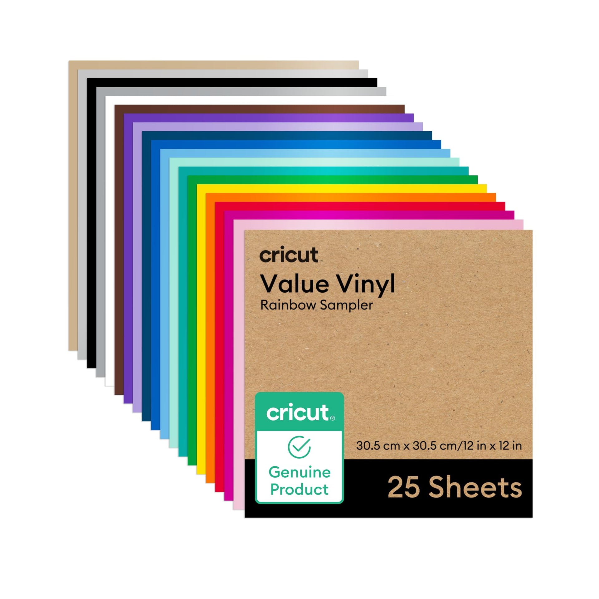 Cricut® Value Permanent Vinyl, 25ft Rainbow Sampler 12in x 12in (25 Count)