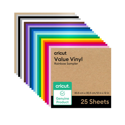 Cricut® Value Permanent Vinyl, 25ft Rainbow Sampler 12in x 12in (25 Count)