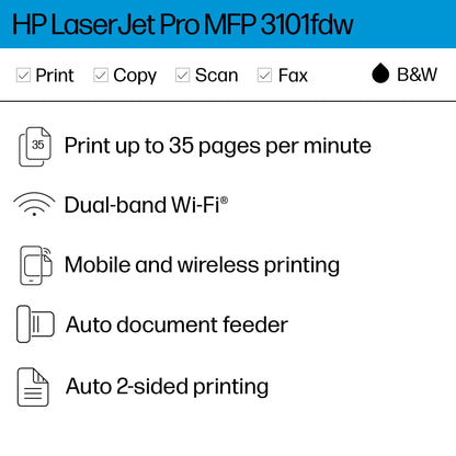 HP Laserjet Pro MFP 3101fdw Wireless Laser All-in-One Monochrome Printer