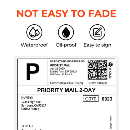 MUNBYN Thermal Direct Shipping Label (Pack of 500 4x6 Per Fanfold Labels) - Commercial Grade