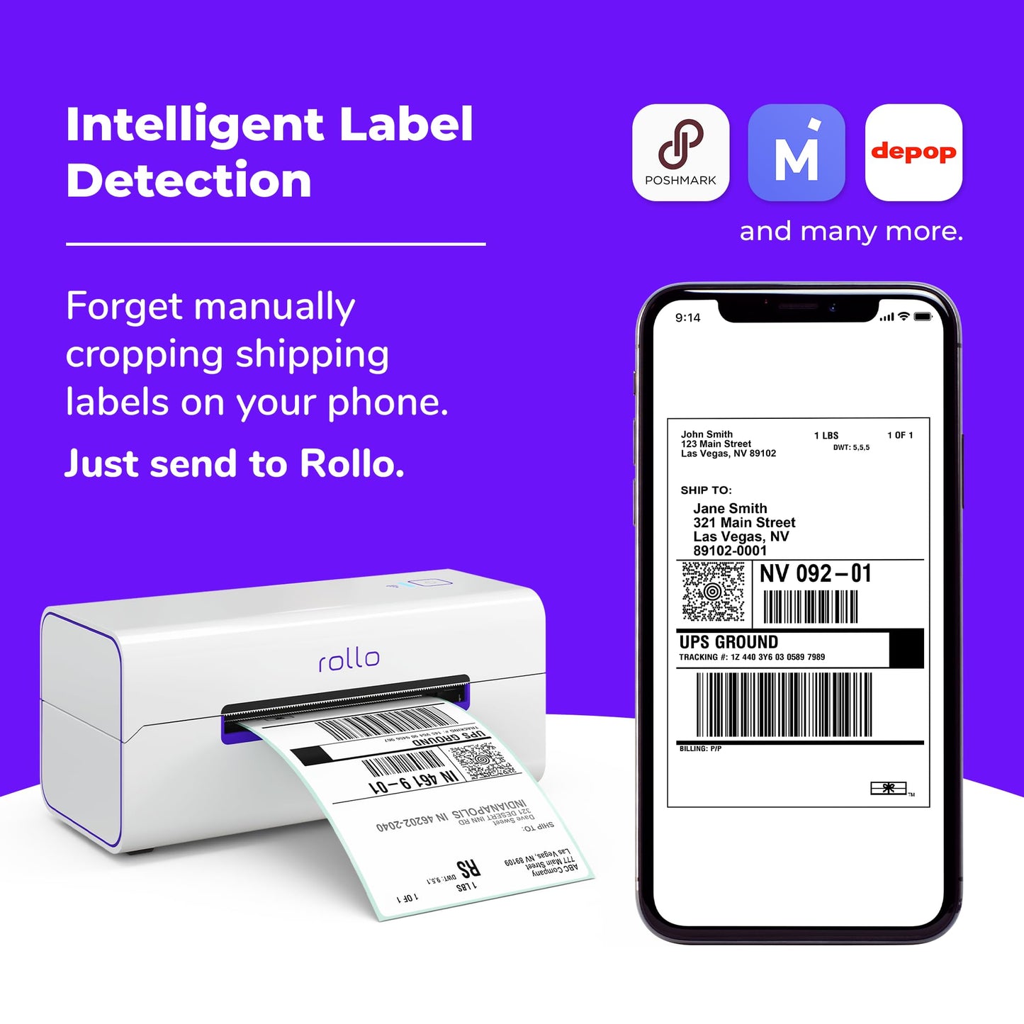 Rollo Wireless Label Printer - Wi-Fi Thermal Printer for Shipping Packages - AirPrint from iPhone, iPad, Mac - 4x6, Supports Windows, Chromebook, Android, Linux