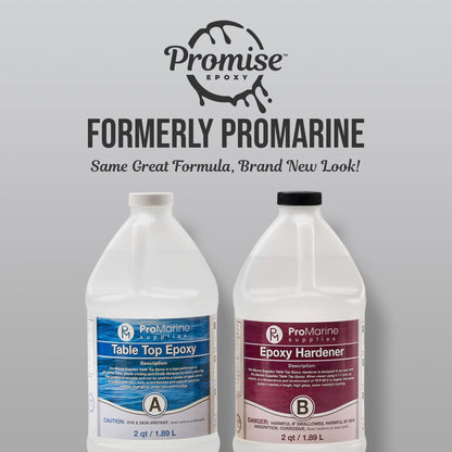 Epoxy Resin Promise Table Top 2-Part- 1 Gallon High Gloss (0.5 Gal Resin + 0.5 Gal Hardener) Transform Your DIY Projects with Crystal Clear Finish - Ideal for Bar Tables, Tabletops, Countertops & More