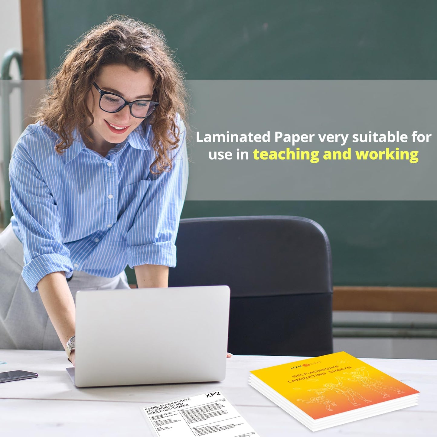 HTVRONT Self-Adhesive Laminating Sheets-50 Sheets 9 X 12 Inches Self Laminating Sheets, No Machine Needed Clear Laminating Sheets