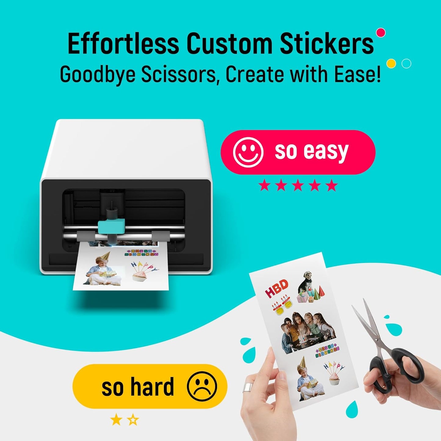 Liene PixCut S1 Photo Sticker Printer & Die Cutting Machine - All-in-One Sticker Maker Machine for DIY Crafts, Custom Labels & Gifts, Thermal Dye-Sublimation, 300 DPI Prints, Precise AI Auto-Cutting