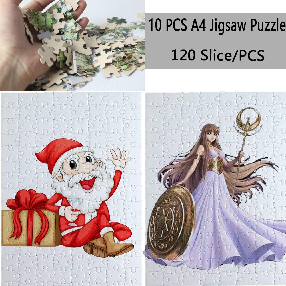 10 Sets Blank Sublimation A4 Jigsaw Puzzle with 120 Pieces DIY Heat Press Transfer Crafts A4 Thermal Transfer Puzzle Wholesale DIY Thermal Transfer Pearl Puzzle Blank Puzzle Thermal Transfer Supplies