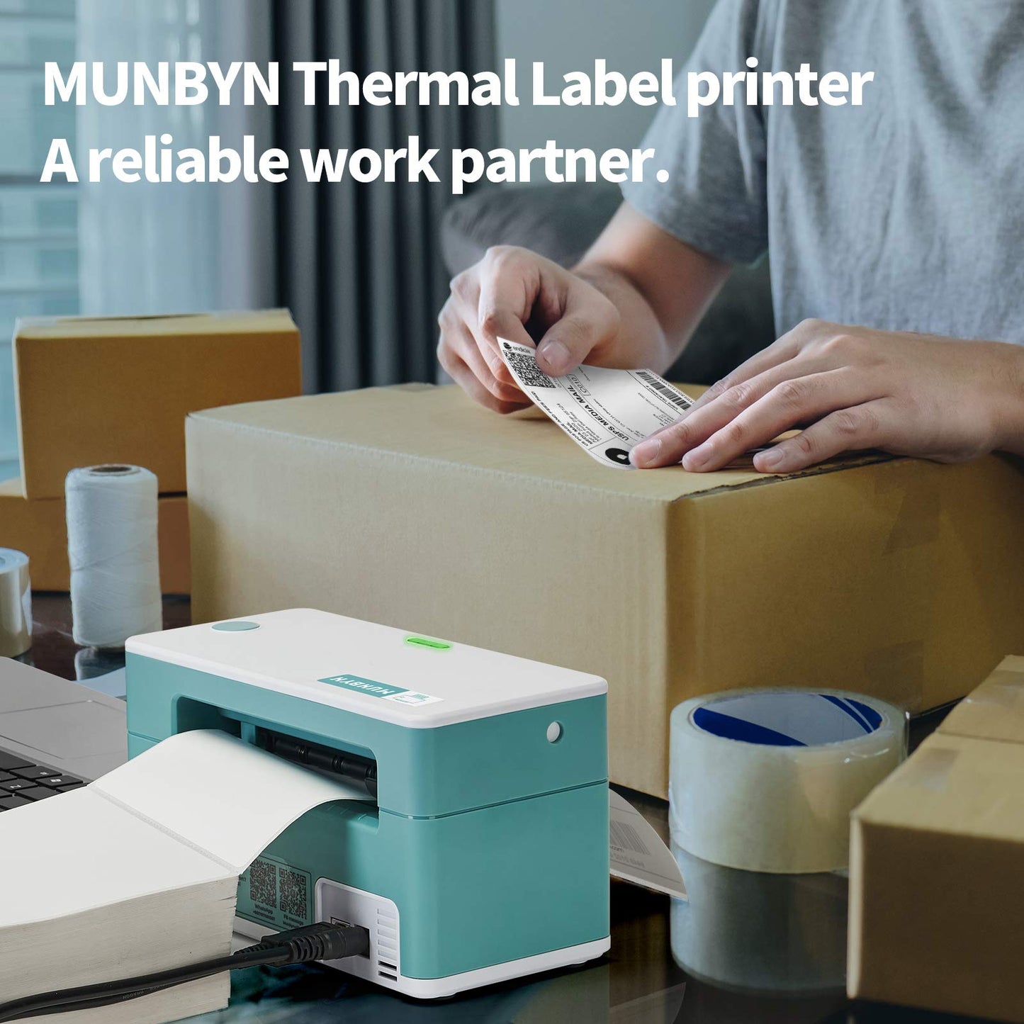 MUNBYN Shipping Label Printer RealWriter 941, 4x6 Label Printer for Shipping Packages, USB Thermal Printer for Home Shipping Small Business, Compatible with macOS, Windows (USB Only)