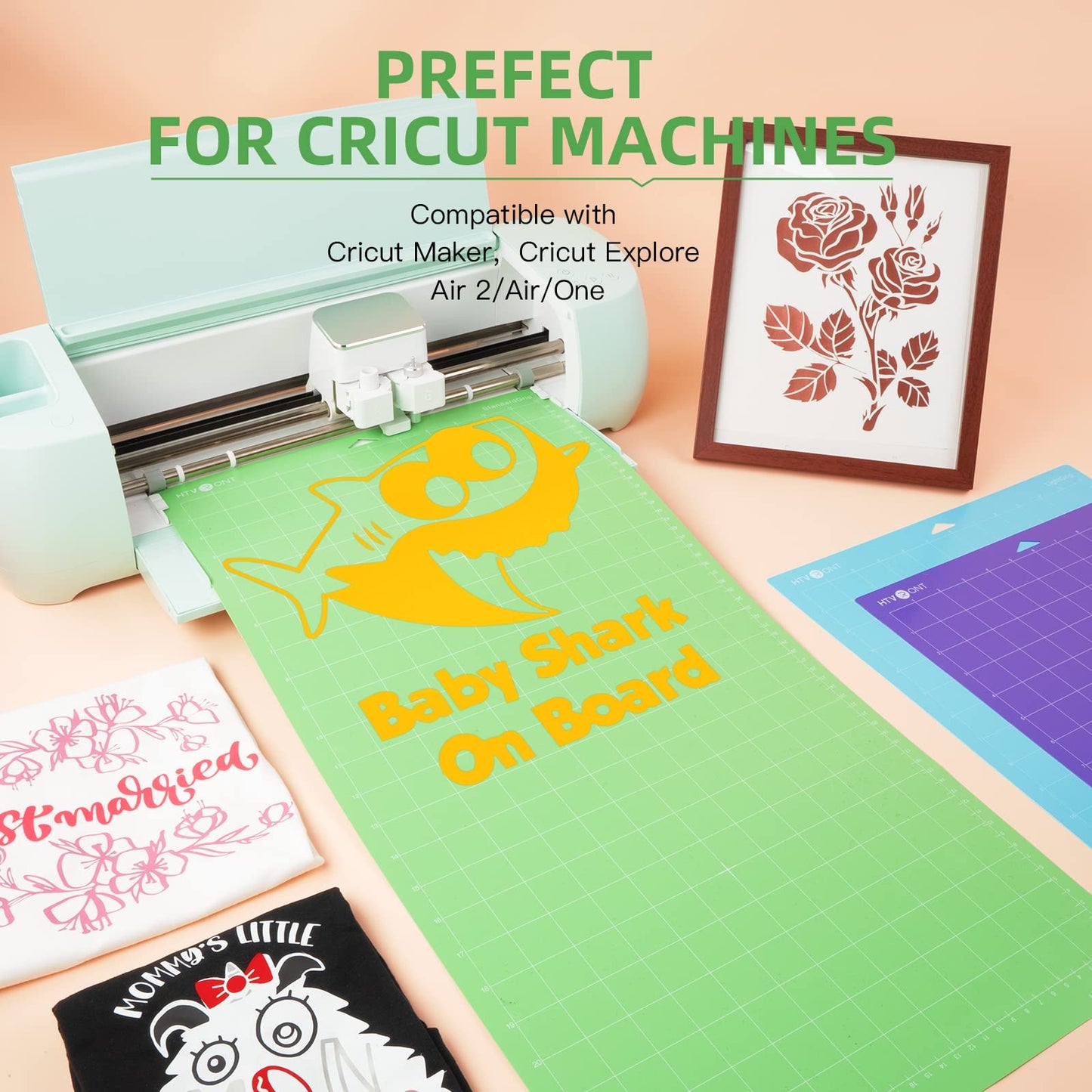 HTVRONT Standard Grip Cutting Mat for Cricut, 6 Pack Cutting Mat 12x12 for Cricut Explore Air 2/Air/One/Maker， Standard Adhesive Sticky Quilting Cutting Mats Replacement Accessories for Cricut