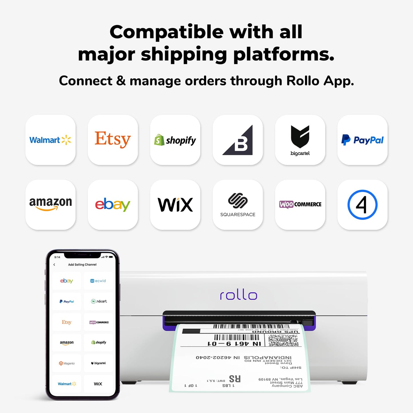 Rollo Wireless Label Printer - Wi-Fi Thermal Printer for Shipping Packages - AirPrint from iPhone, iPad, Mac - 4x6, Supports Windows, Chromebook, Android, Linux